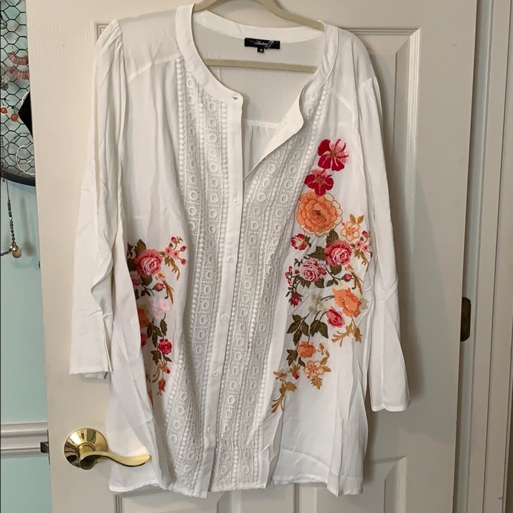 White Tunic with Floral Design